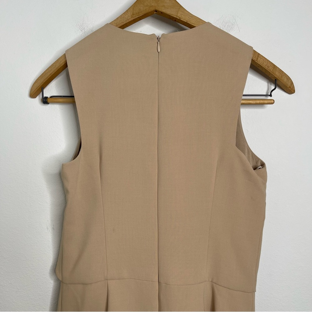 Halston Heritage Camel Drape Front Asymmetrical Hem Dress Sleeveless Size 4 - Picture 13 of 16